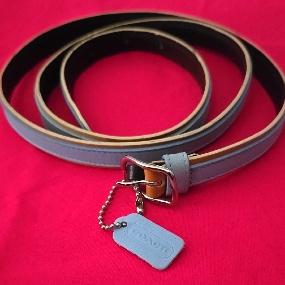 Coach Blue Leather Belt